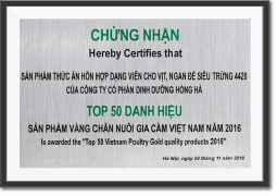 4420 is awarded Top 50 Vietnam Poultry Gold Quality Products 2016